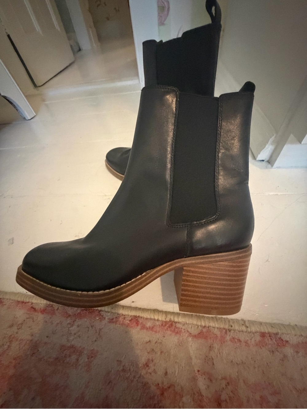 Classic Black Chelsea Ankle Boots with Block Heel